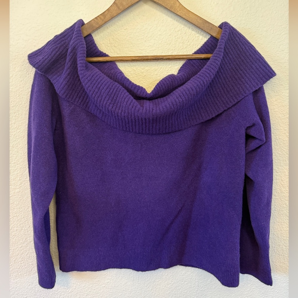 Express Ribbed Off The Shoulder Long Sleeve Sweater Top, Size Medium - Picture 12 of 12